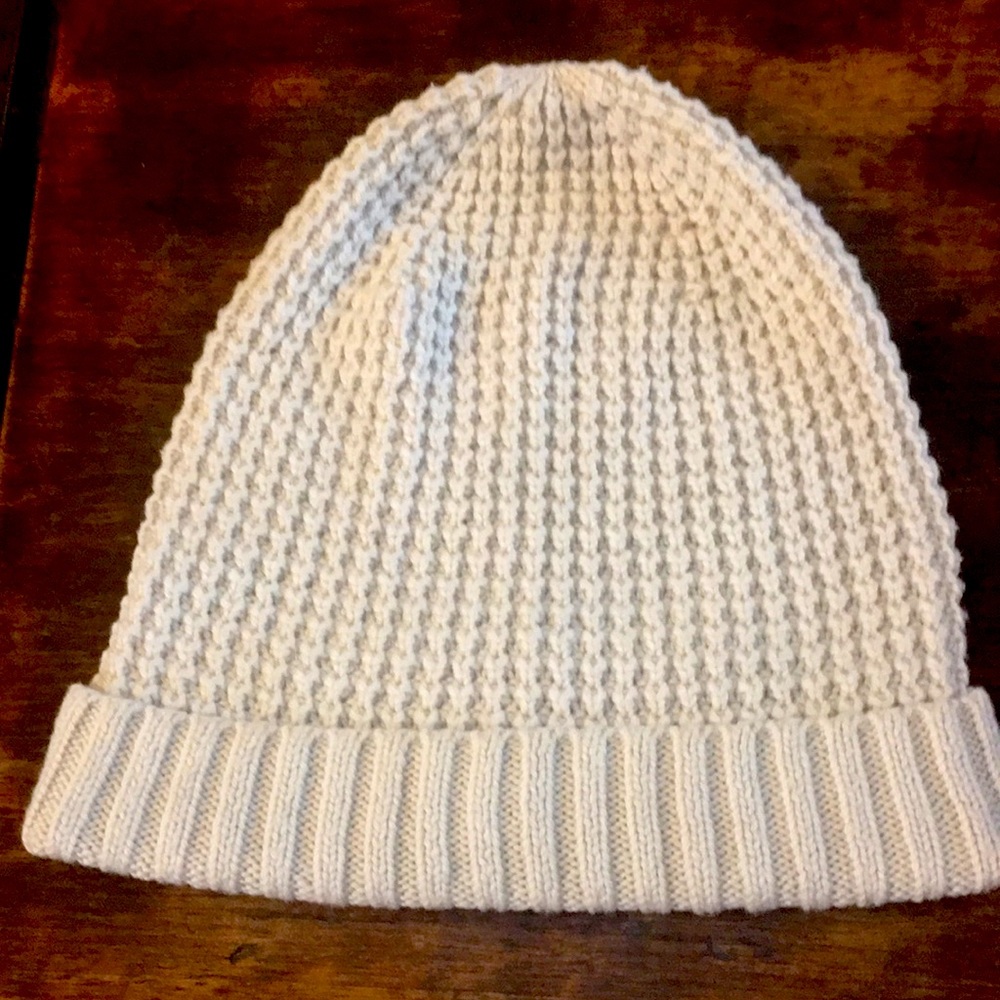 2 knitted cotton hats ( one cream/peachy pink) price is for both
